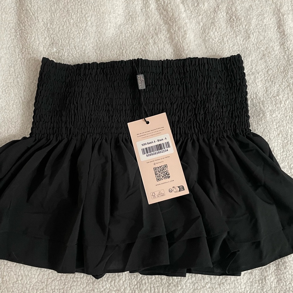 NWT Oh Polly Black Smocked Mini Skirt
